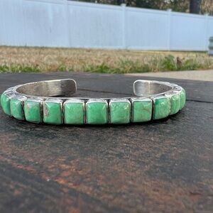 FEDERICO JIMENEZ Sterling Silver and Green Turquoise Bracelet